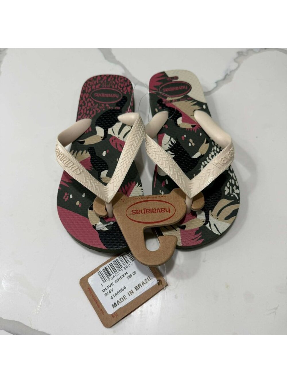 Havaianas Flip Flops Olive Green Sandals Girl Size US 3